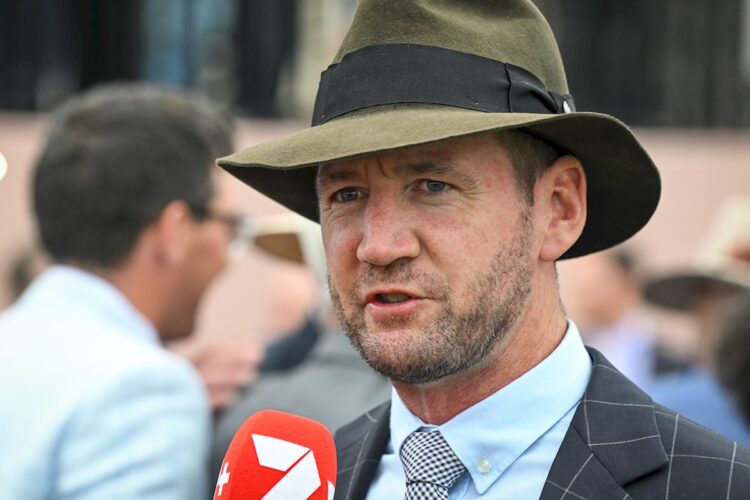 Ciaron Maher after Another Wil won the Sportsbet C.F. Orr Stakes (Photo by Reg Ryan/Racing Photos)