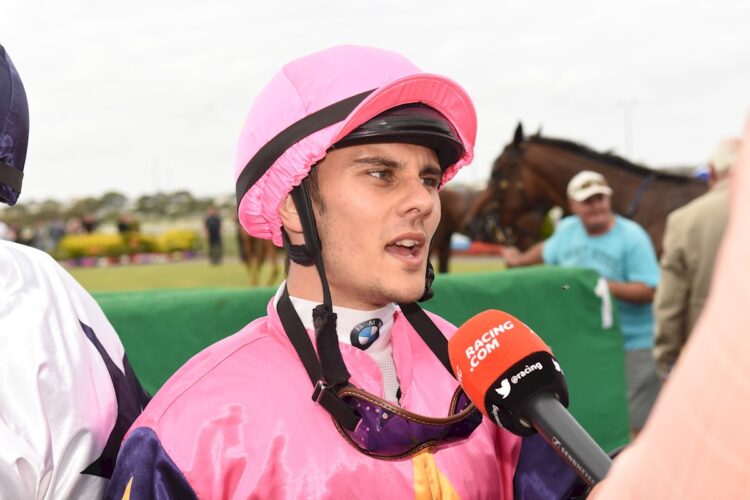 Taylor Marshall after winning the Michael Lucas Accounting BM78 Handicap at Warrnambool (Todd Nicholson/Racing Photos)