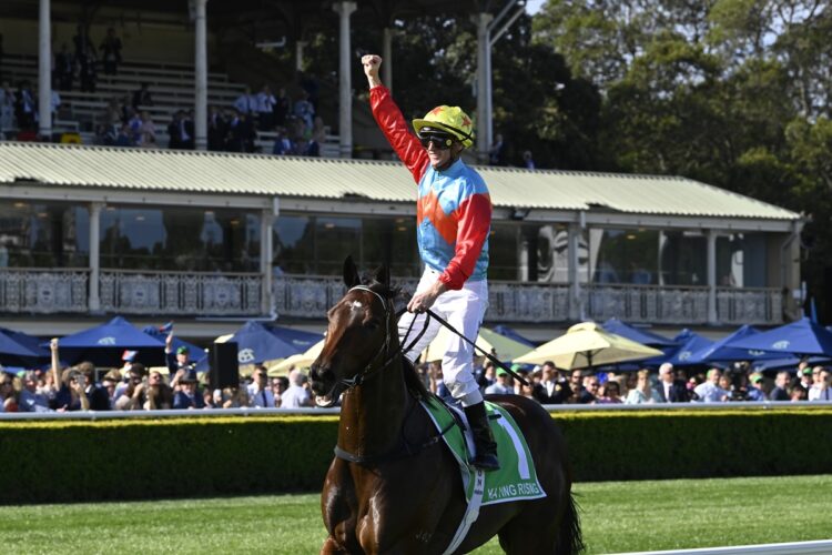 Zac Purton celebrates winning The Everest on Ka Ying Rising [Bradley Photos]