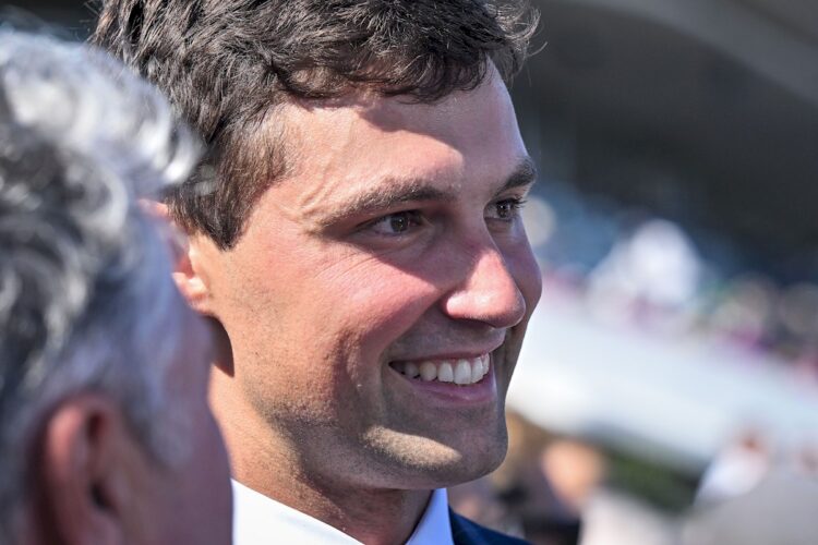 Sam Freedman after Tentyris won the Coolmore Stud Stakes at Flemington Racecourse on November 01, 2025 in Flemington, Australia. (Photo by Reg Ryan/Racing Photos)