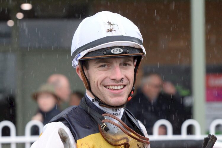 Thomas Stockdale after winning the Higgins Machinery & Mechanical Service 4YO+ Maiden Plate at Sale Racecourse on December 21, 2025 in Sale, Australia. (Photo by Ross Holburt/Racing Photos)