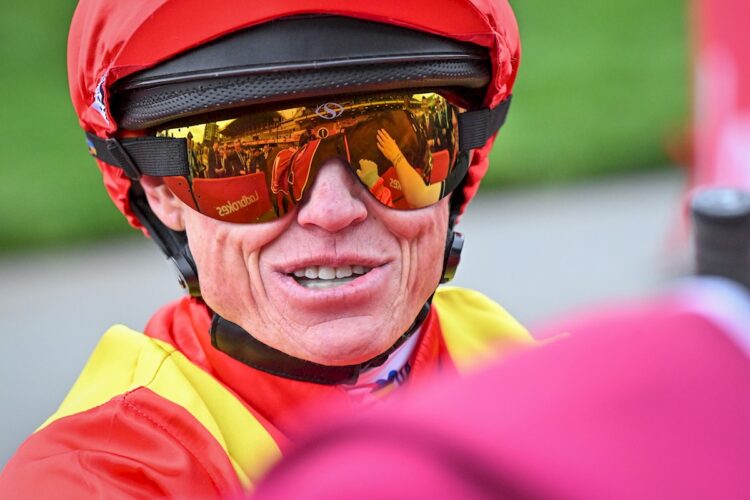 Craig Williams after Beast Mode won the Strathmore Community Bendigo Bank Imperatriz Sprint at Moonee Valley Racecourse on October 25, 2025 in Moonee Ponds, Australia. (Photo by RegRyan/Racing Photos)