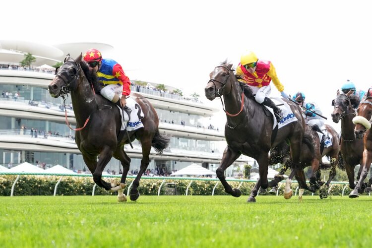 Dirty Grin (NZ) ridden by Rhys McLeod wins the Rubaroc Handicap at Flemington Racecourse on February 28, 2026 in Flemington, Australia. (Photo by George Sal/Racing Photos)