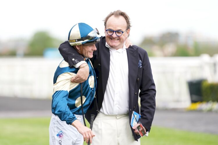 Ethan Brown and John O'Neill return to the mounting yard after Jimmysstar (NZ) won the Sportsbet C.F. Orr Stakes at Caulfield Racecourse on November 15, 2025 in Caulfield, Australia. (Photo by Scott Barbour/Racing Photos)