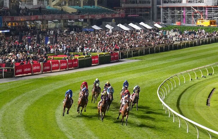 A general view during Manikato Stakes Night at Moonee Valley Racecourse on September 27, 2024 in Moonee Ponds, Australia. (Photo by Scott Barbour/Racing Photos)