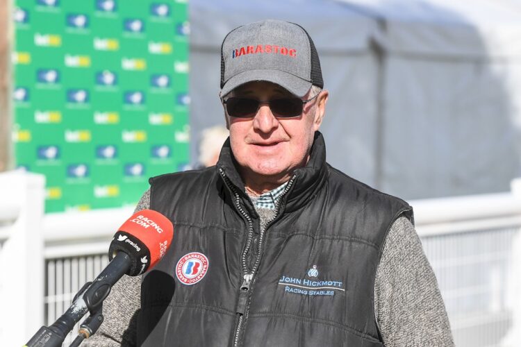 Trainer John Hickmott after his horse Classy Kenny won the The Bottle O Swan Hill Maiden Plate at Swan Hill Racecourse on June 12, 2022 in Swan Hill, Australia. (Brett Holburt/Racing Photos)