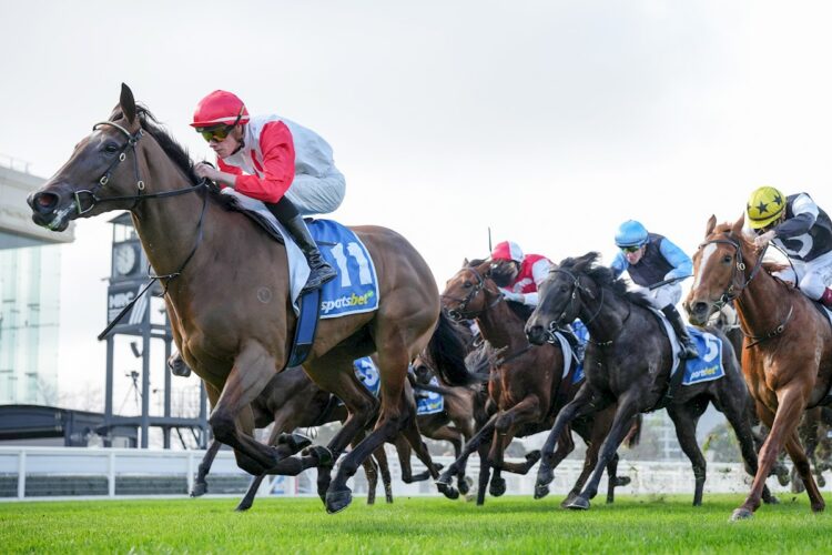 Lucky Brook ridden by Lachlan Neindorf wins the Sportsbet Race Previews Handicap at Caulfield Racecourse on June 27, 2026 in Caulfield, Australia. (Photo by George Sal/Racing Photos)