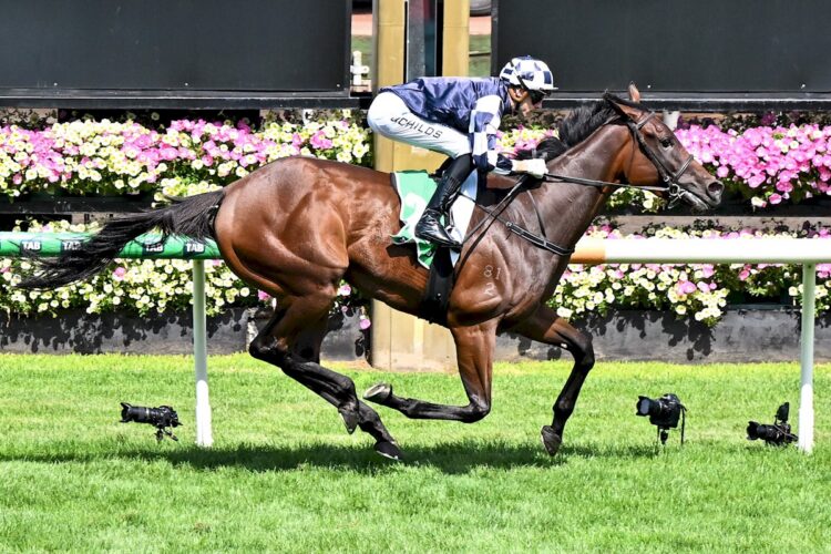 Sass Appeal ridden by Jordan Childs wins the TAB World Pool Kewney Stakes at Flemington Racecourse on March 07, 2026 in Flemington, Australia. (Photo by Reg Ryan/Racing Photos)
