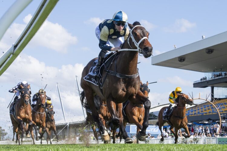 Mr Miller and Tommy Berry streak clear at Rosehill as the emerging Chris Waller galloper pushes his claims for an Epsom Handicap start. [Bradley Photos]