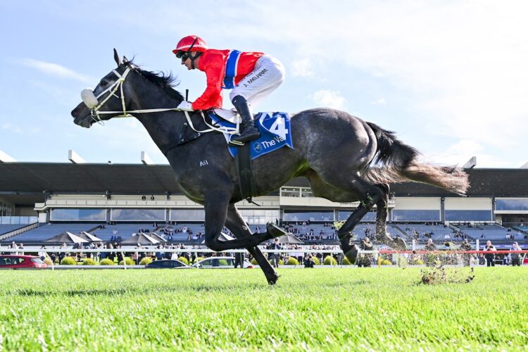 Pretty Baby ridden by Jamie Melham wins the MSC Signs Atlantic Jewel Stakes at Sportsbet Sandown Hillside Racecourse on September 05, 2026 in Springvale, Australia. (Photo by Pat Scala/Racing Photos)