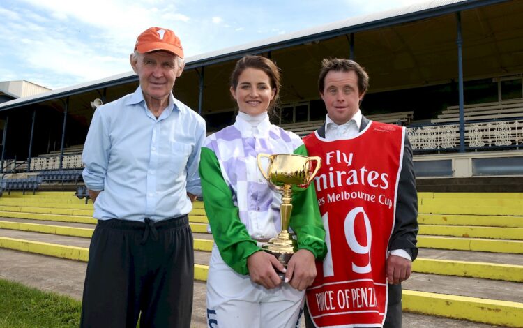Paddy Payne Senior, Michelle Payne, and Stevie Payne  at the Ride Like A Girl Partners Announcement at Sportsbet-Ballarat Racecourse on March 16, 2018 in Ballarat, Australia. (Pat Scala/Racing Photos)